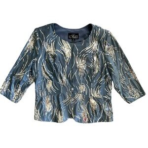 Alex evenings sequined top blue gray Sz 16